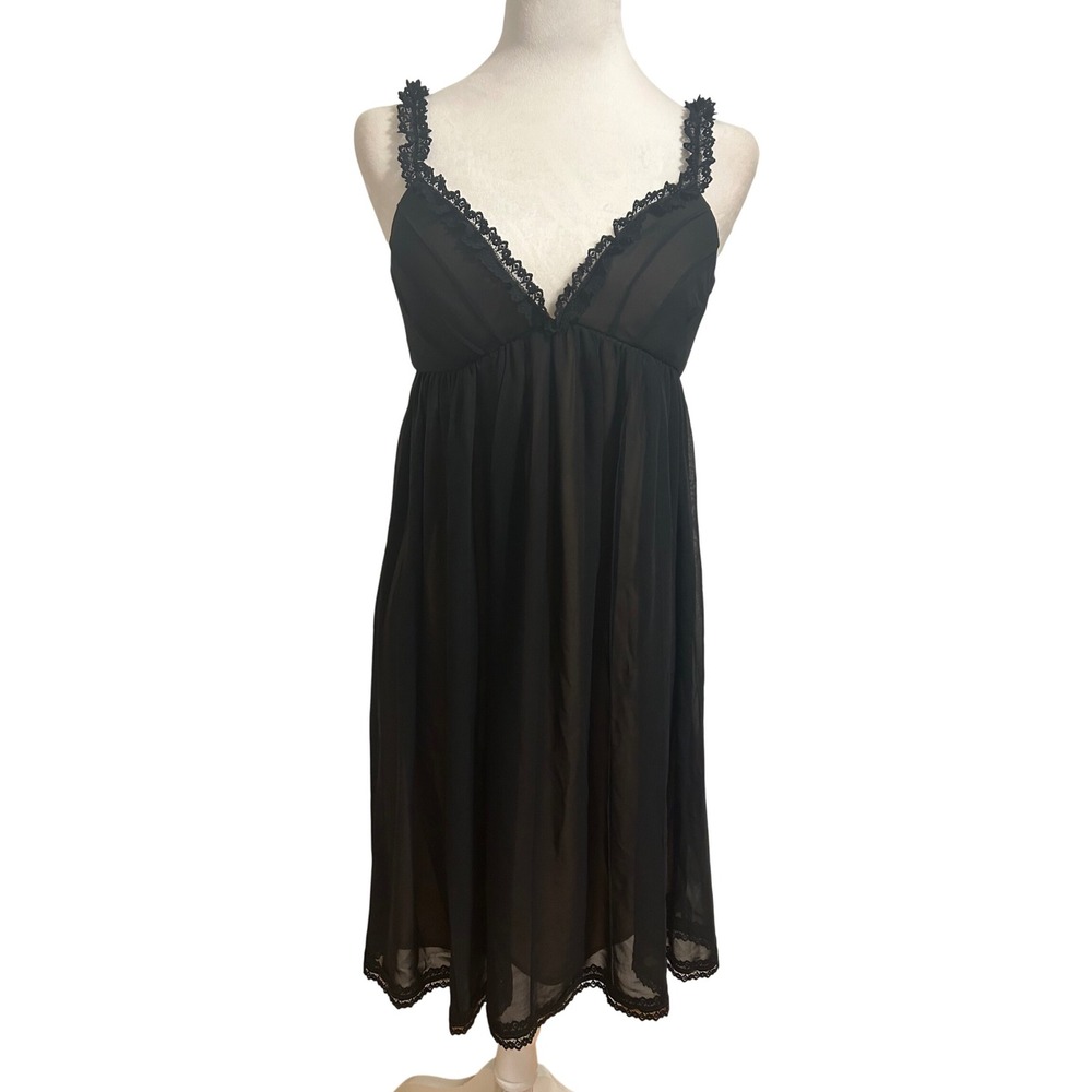 London Times 4 Black Babydoll Slip dress sheer Whimsygoth fairygoth party event